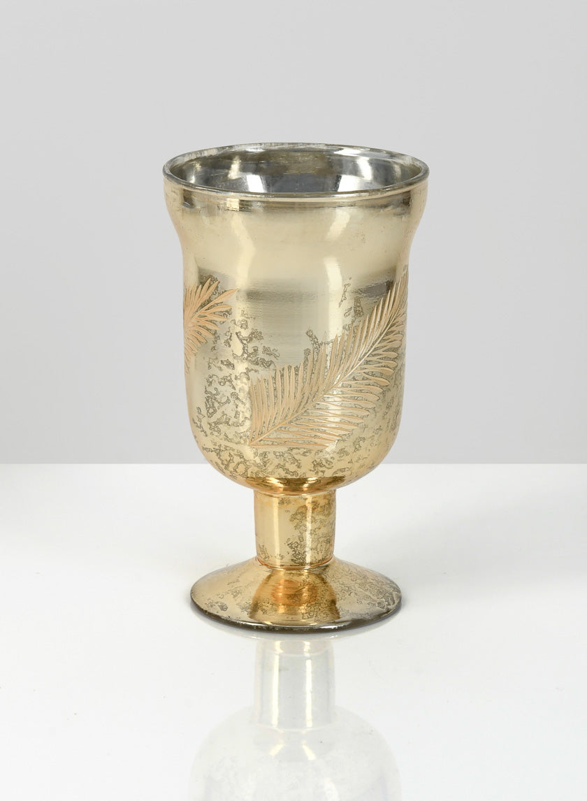 6in Tall Ombre Gold Glass Fluted Bud Vase Decor Jamali-garden