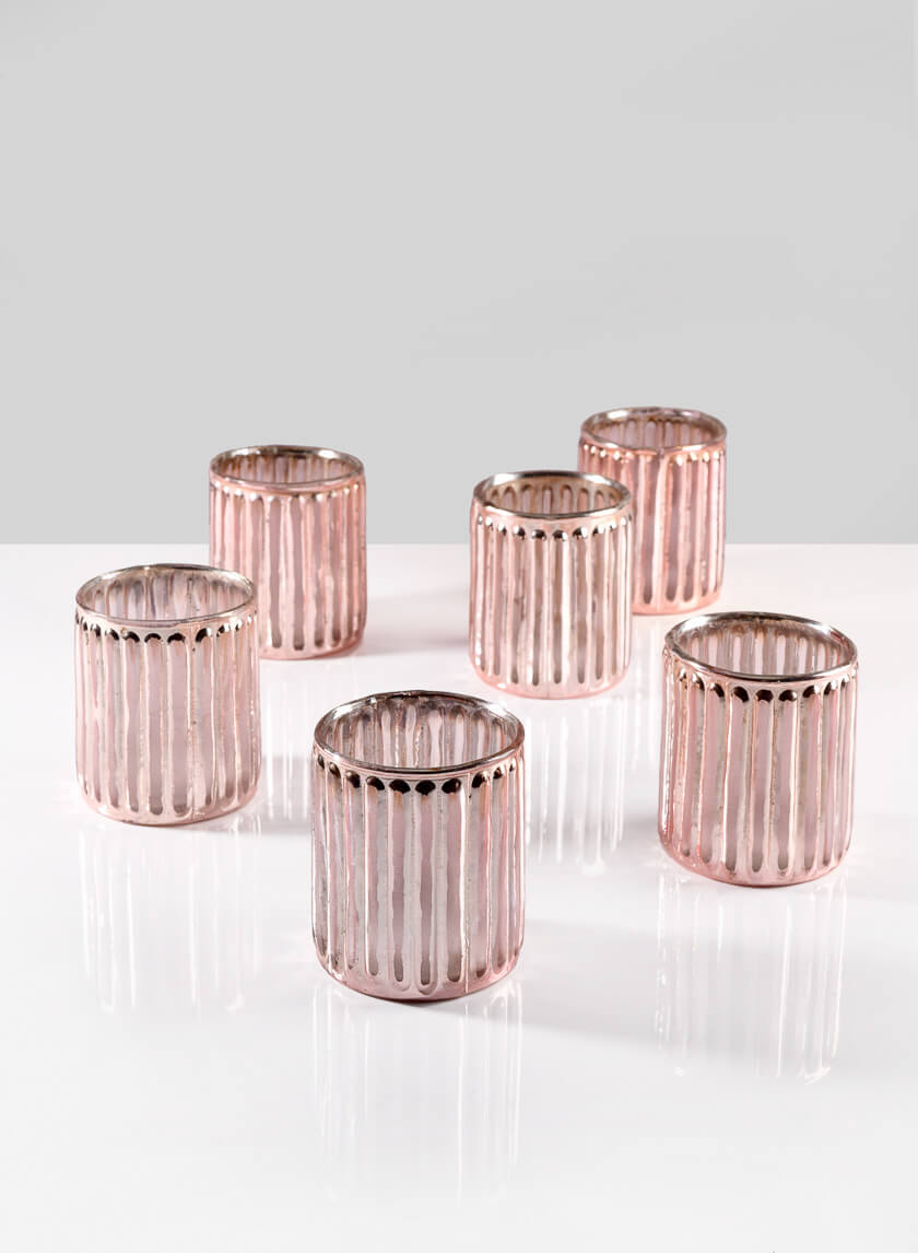 3in Tall La Fete en Rose Vintage Pink Votive Holder Decor Jamali-garden