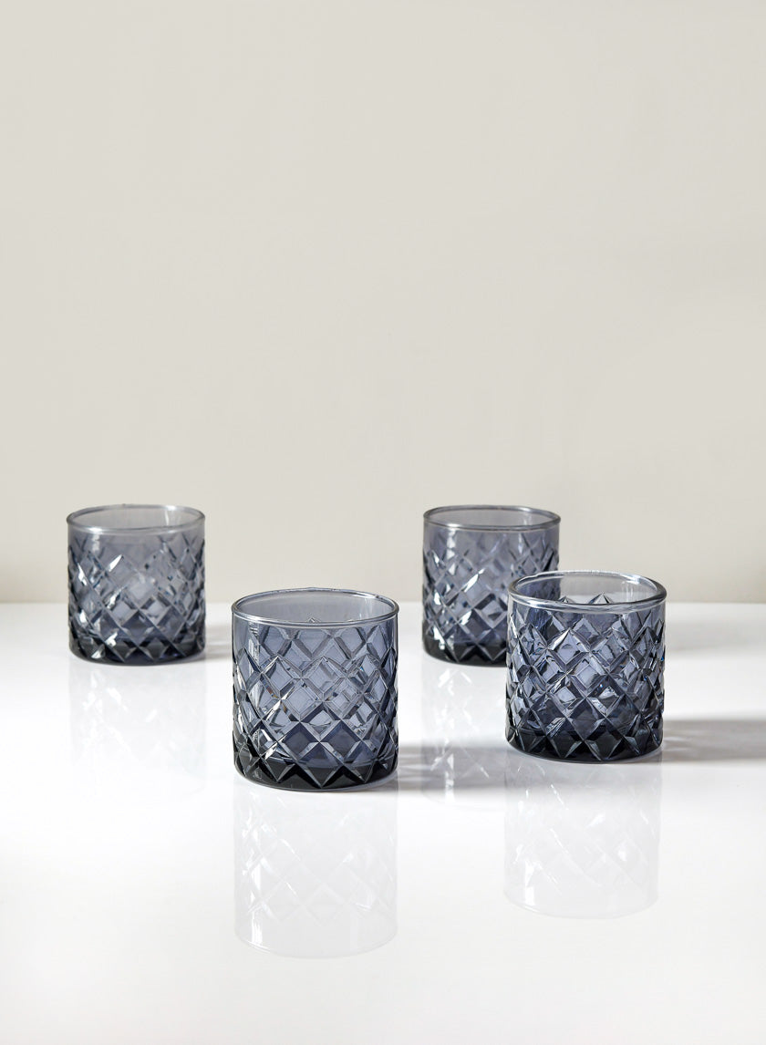 3in Tall Ashford Smoke Gray Glass Votive Holder Decor Jamali-garden
