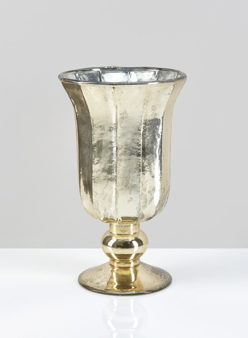 8in Tall Provence Antique Gold Glass Urn Decor Jamali-garden