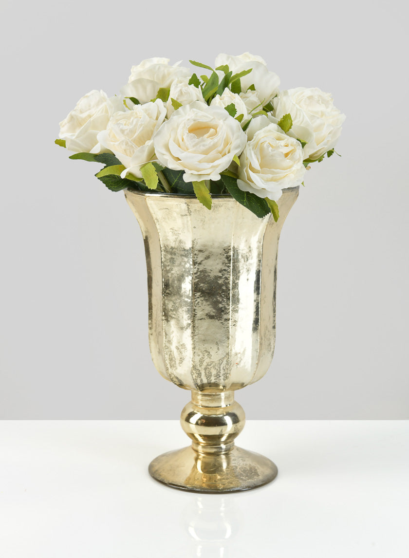 8in Tall Provence Antique Gold Glass Urn Decor Jamali-garden