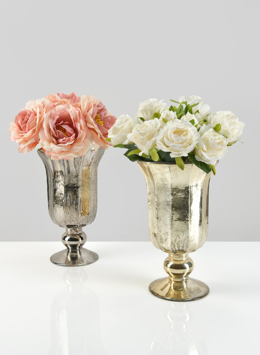 8in Tall Provence Antique Gold Glass Urn Decor Jamali-garden