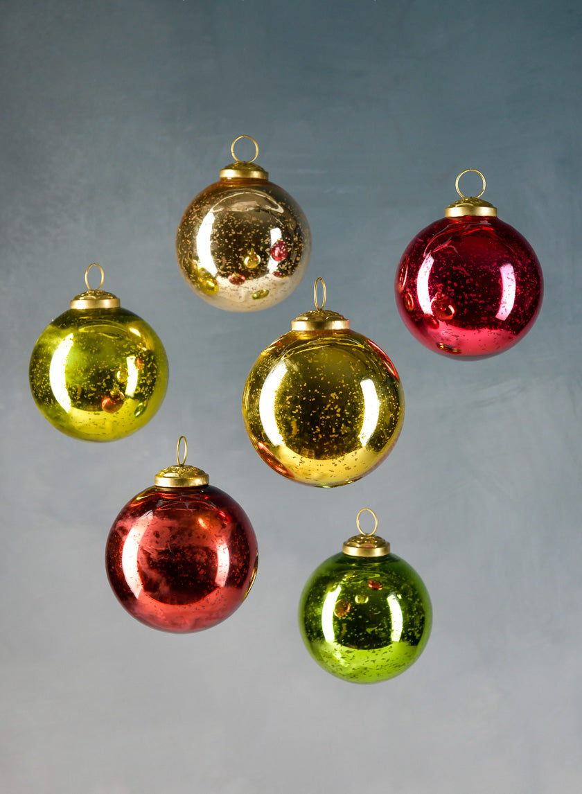 3in Round Red, Green &amp; Gold Ornament Balls with Gold Hook Decor Jamali-garden