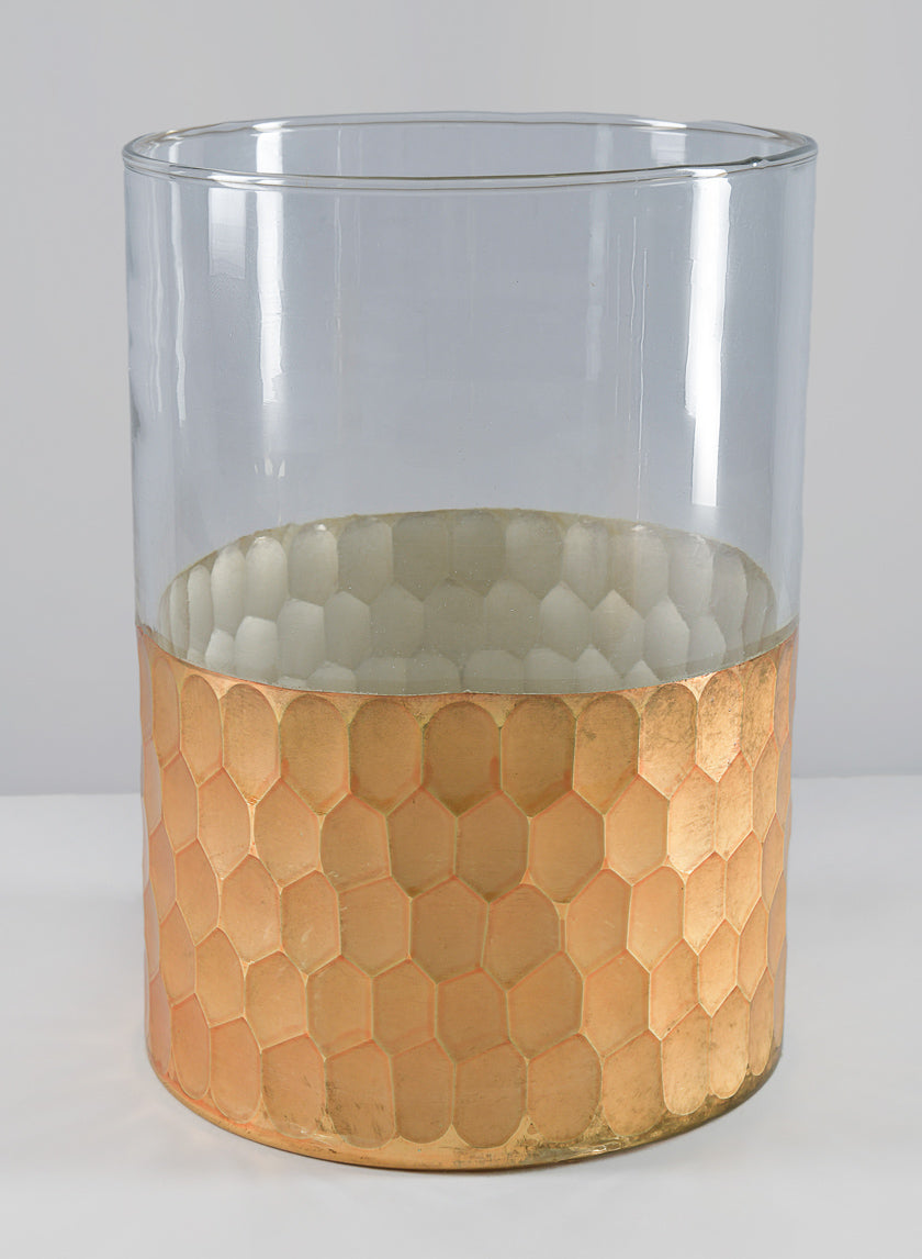6 x 9in Antique Gold Behram Dual Tone Clear Hammered Vase Decor Jamali-garden