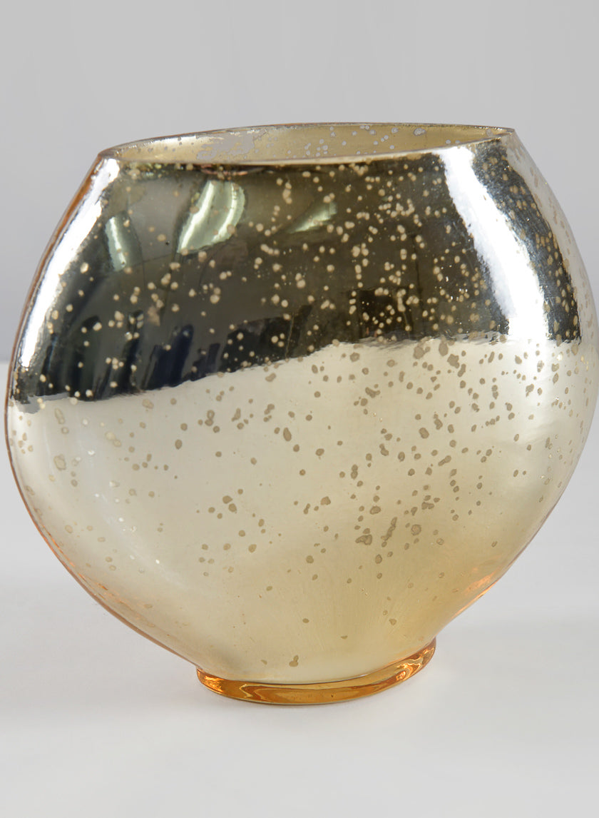 6in Tall Bayou Antique Gold Deco Glass Vase Decor Jamali-garden