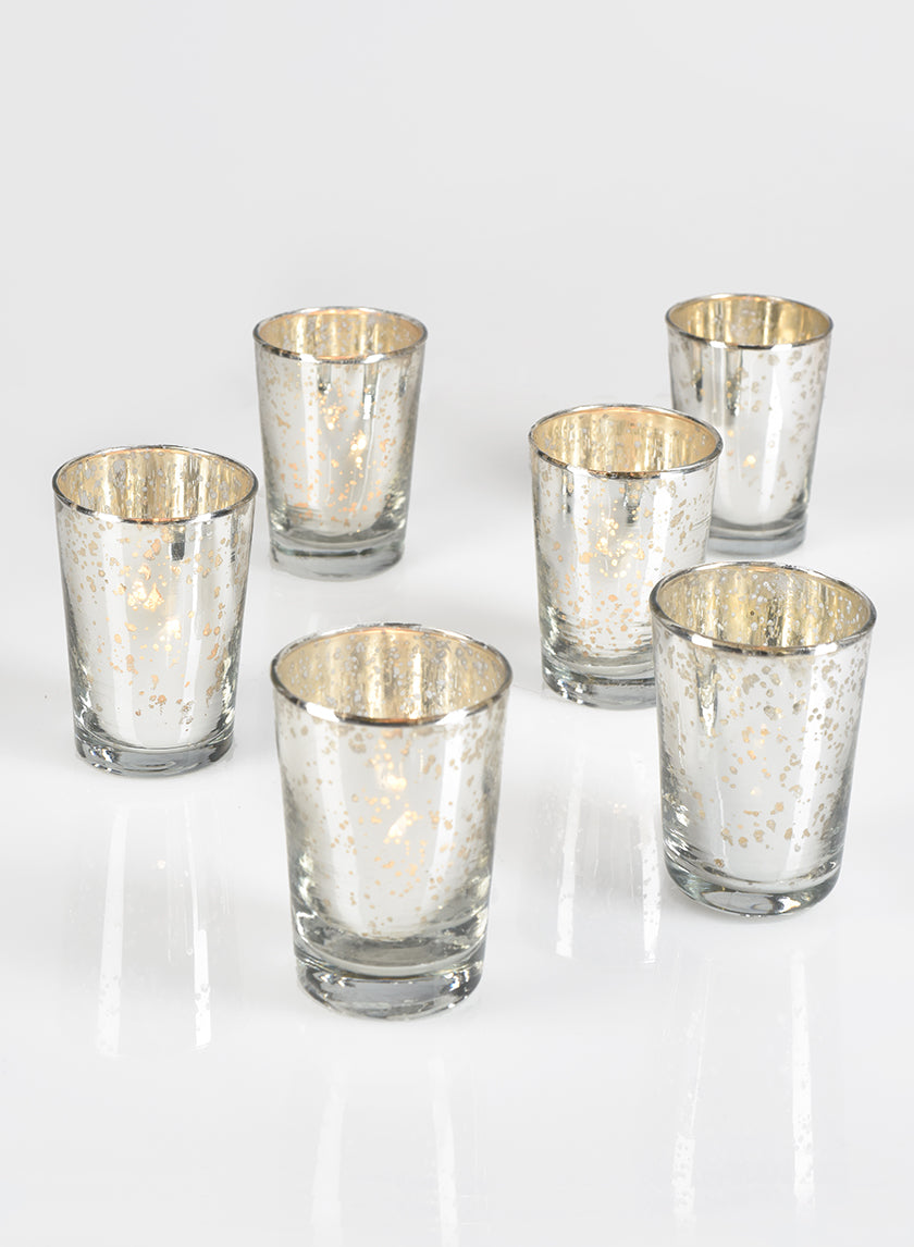 3.5in Tall Antique Silver Tapered Votive Holder Decor Jamali-garden