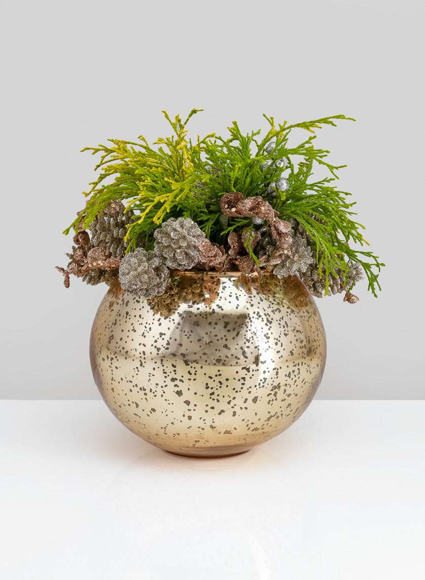 8in Wide Gold Glass Fish Bowl Decor Jamali-garden