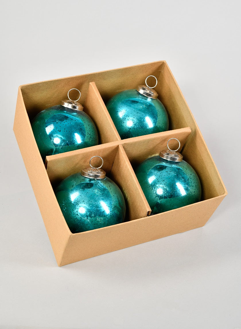 4in Round Antique Aqua Glass Ball Ornaments Decor Jamali-garden