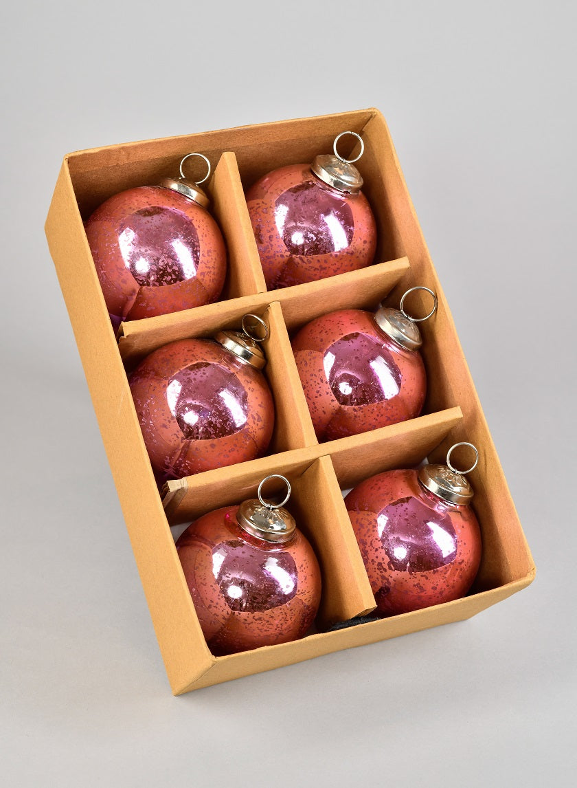 3in Round Antique Rose Glass Ball Ornament in Window Box Decor Jamali-garden