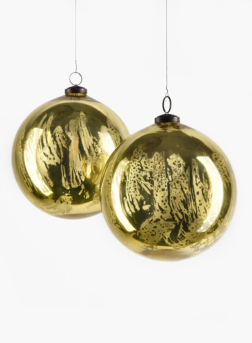 6in Round Antique Gold Glass Ornament Ball Decor Jamali-garden
