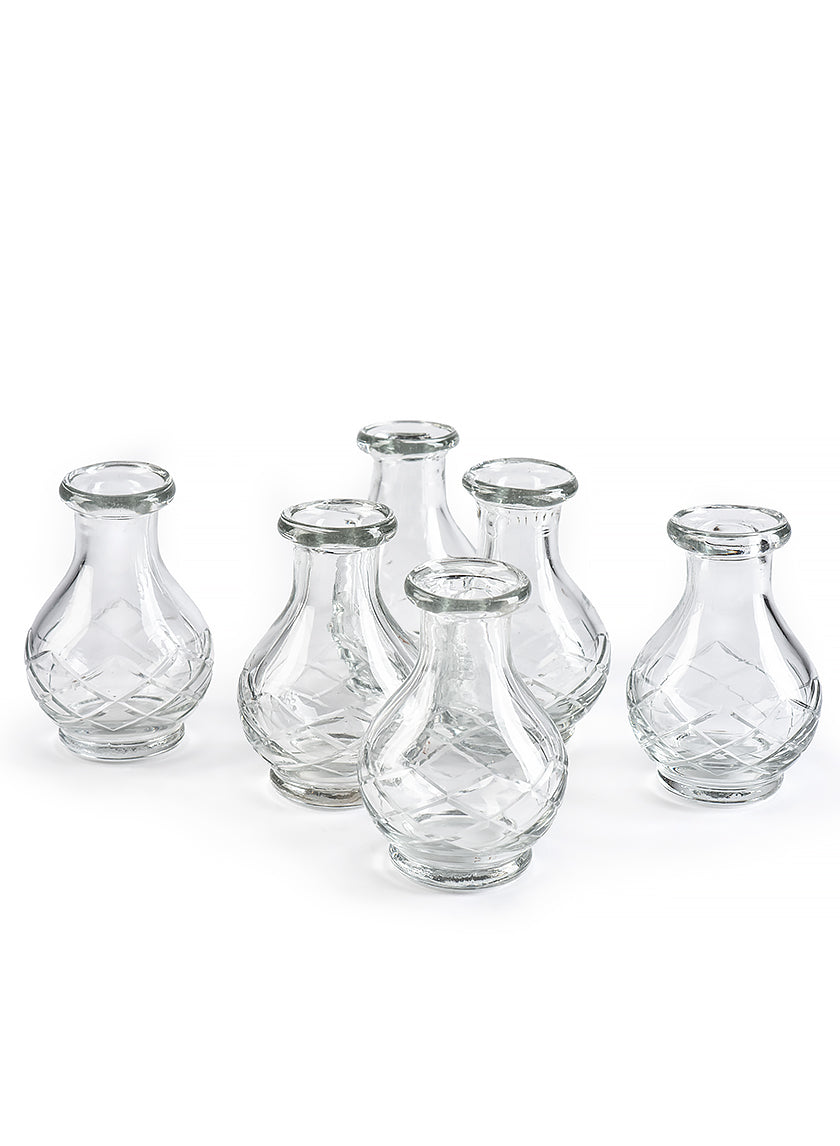 3.75in Tall Cut Work Clear Glass Bottle Vase Decor Jamali-garden