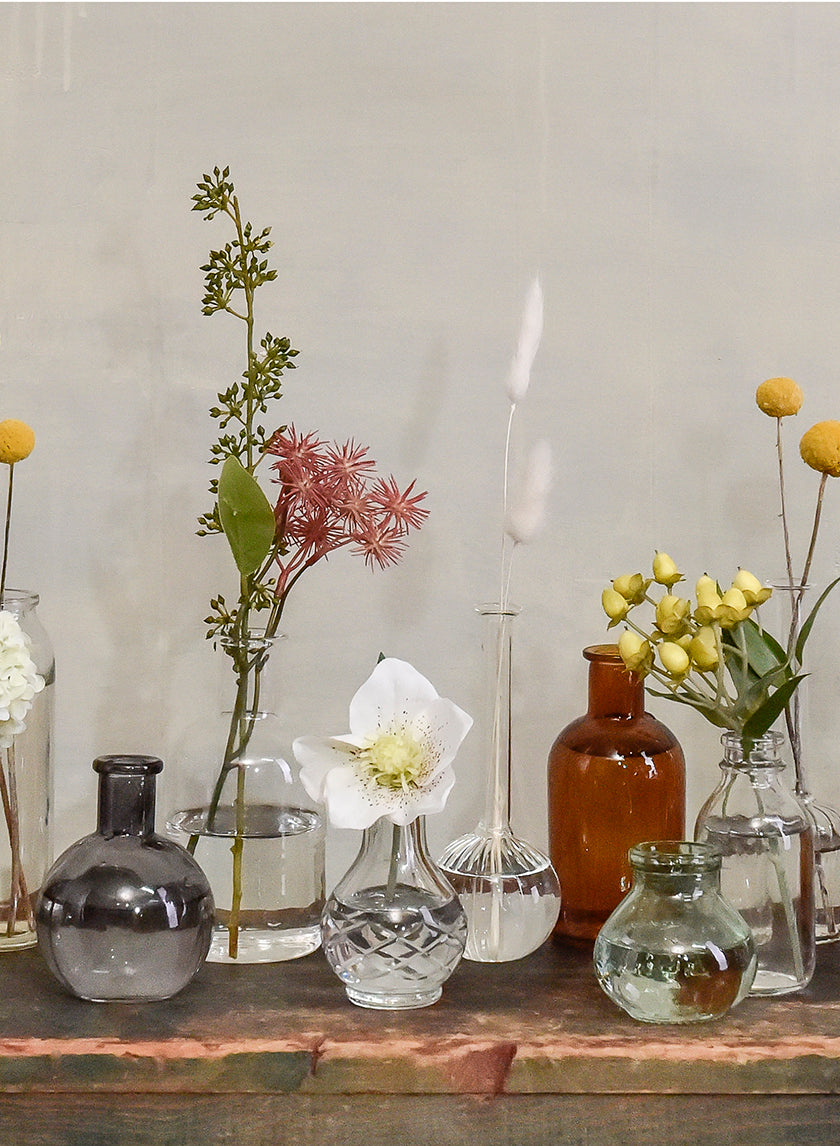 3.75in Tall Cut Work Clear Glass Bottle Vase Decor Jamali-garden