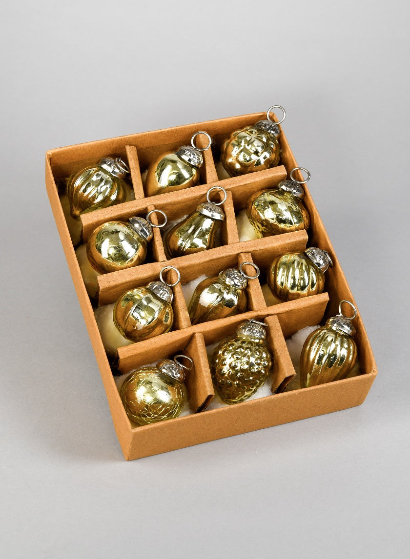 1.5in - 2in Round Mini Light Gold Mercury Glass Ornaments Decor Jamali-garden