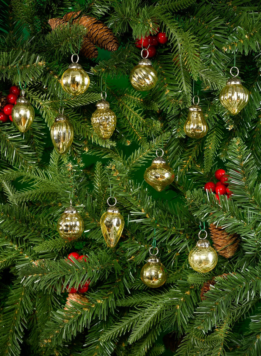 1.5in - 2in Round Mini Light Gold Mercury Glass Ornaments Decor Jamali-garden