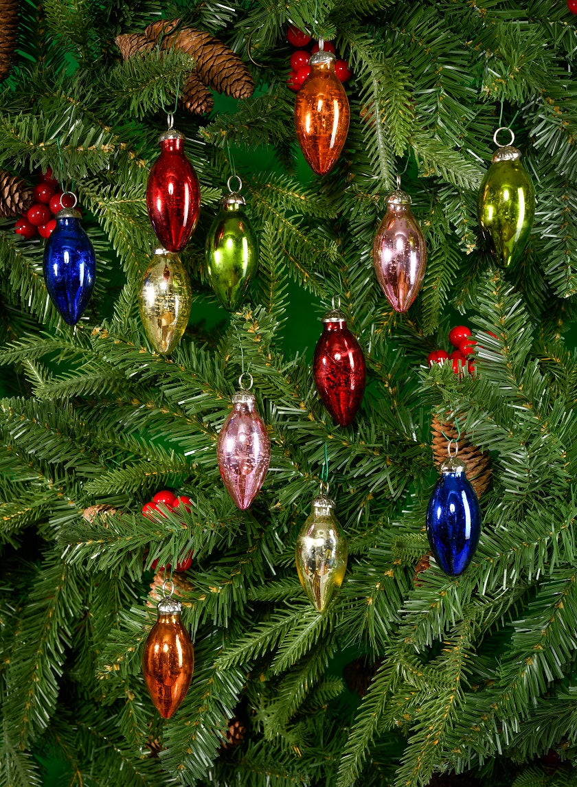 3in Long C7 Multicolor Mercury Glass Bulb Ornaments Decor Jamali-garden