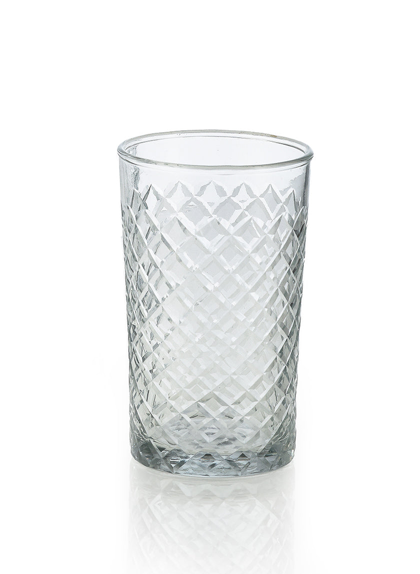 4 1/2in Tall Cut Glass Squares Votive Holder Decor Jamali-garden