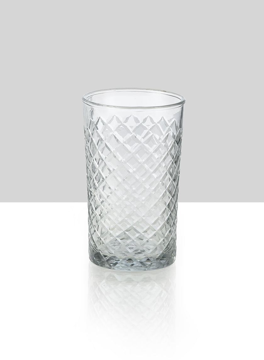 4 1/2in Tall Cut Glass Squares Votive Holder Decor Jamali-garden