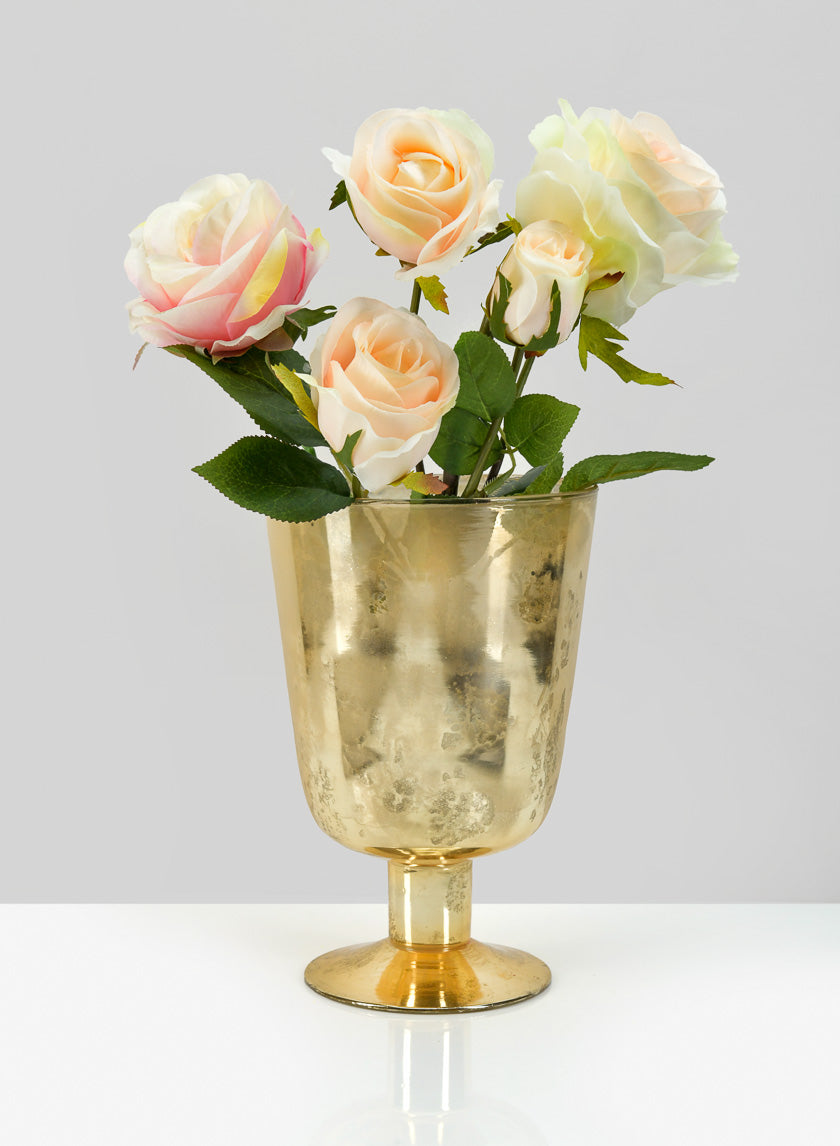 8.75in Tall Antique Gold Pedestal Vase Decor Jamali-garden