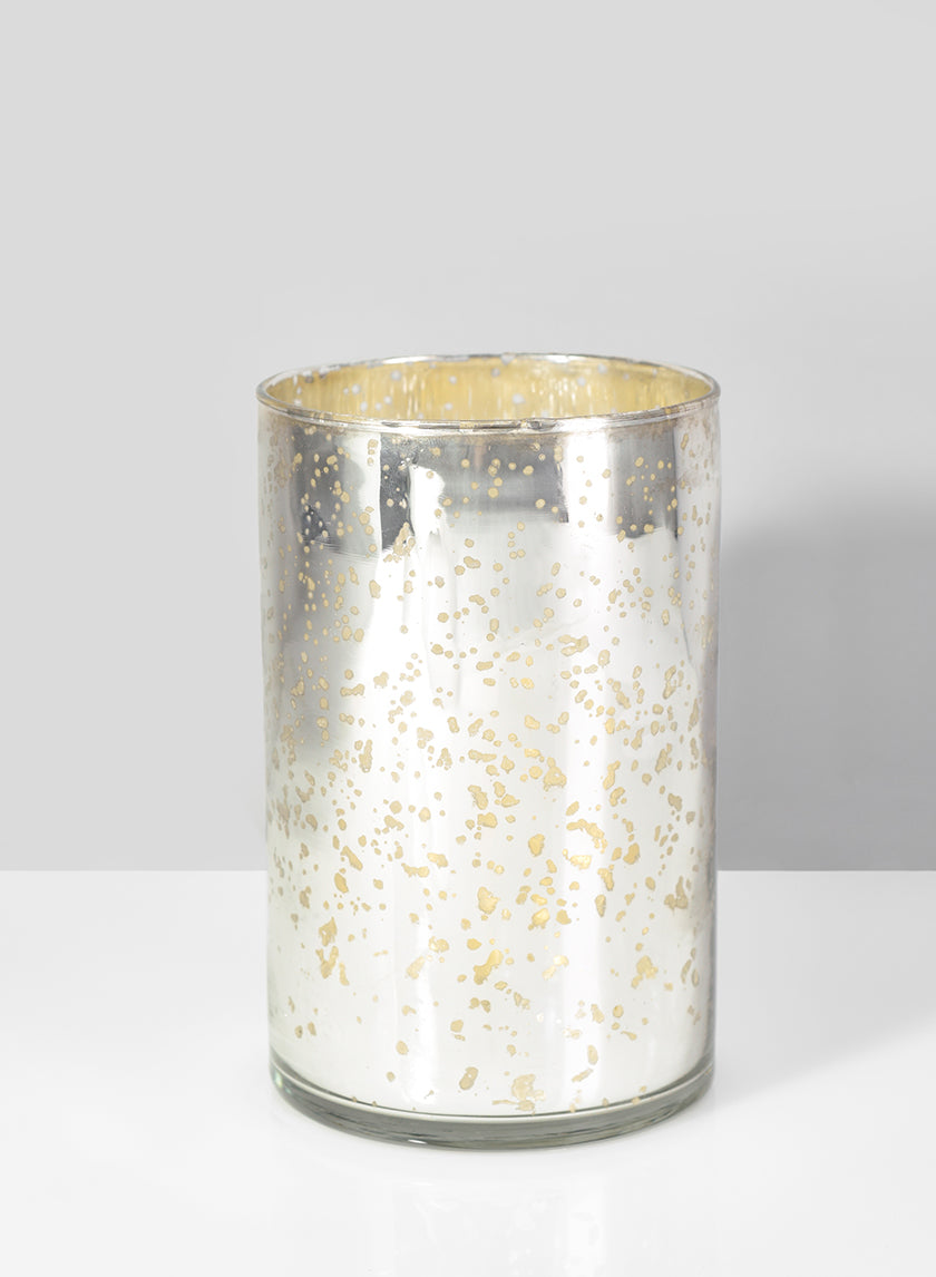 5.75in Tall Antique Silver Glass Cylinder Decor Jamali-garden