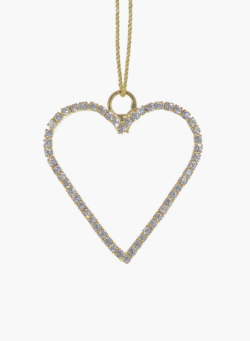 2.25in Long Gold Rhinestone Heart Decor Jamali-garden