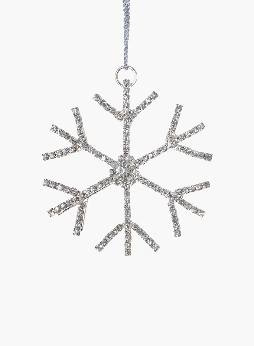 3in Wide Silver Rhinestone Snowflake Decor Jamali-garden