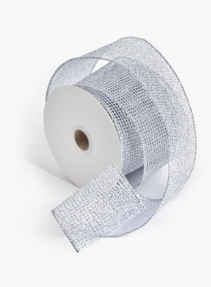 29ft Silver Grid Ribbon Decor Jamali-garden