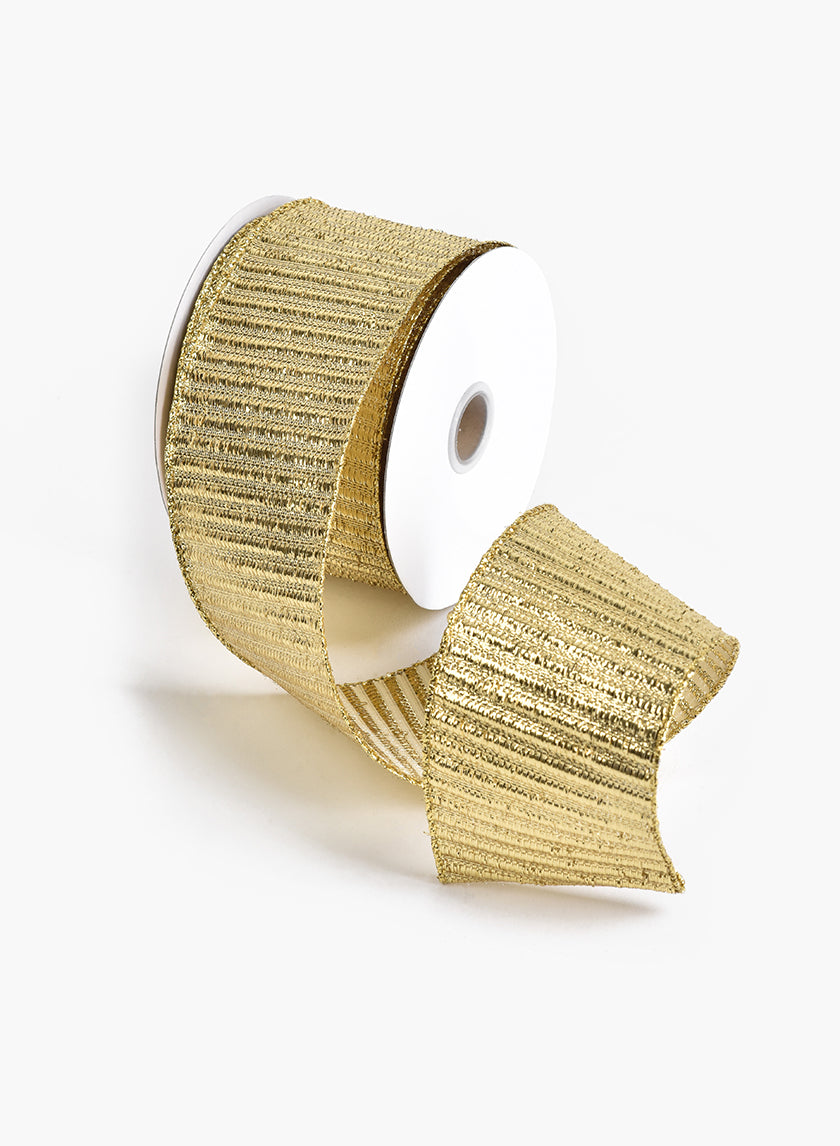 2 1/2in Gold Horizontal Rib Ribbon Decor Jamali-garden