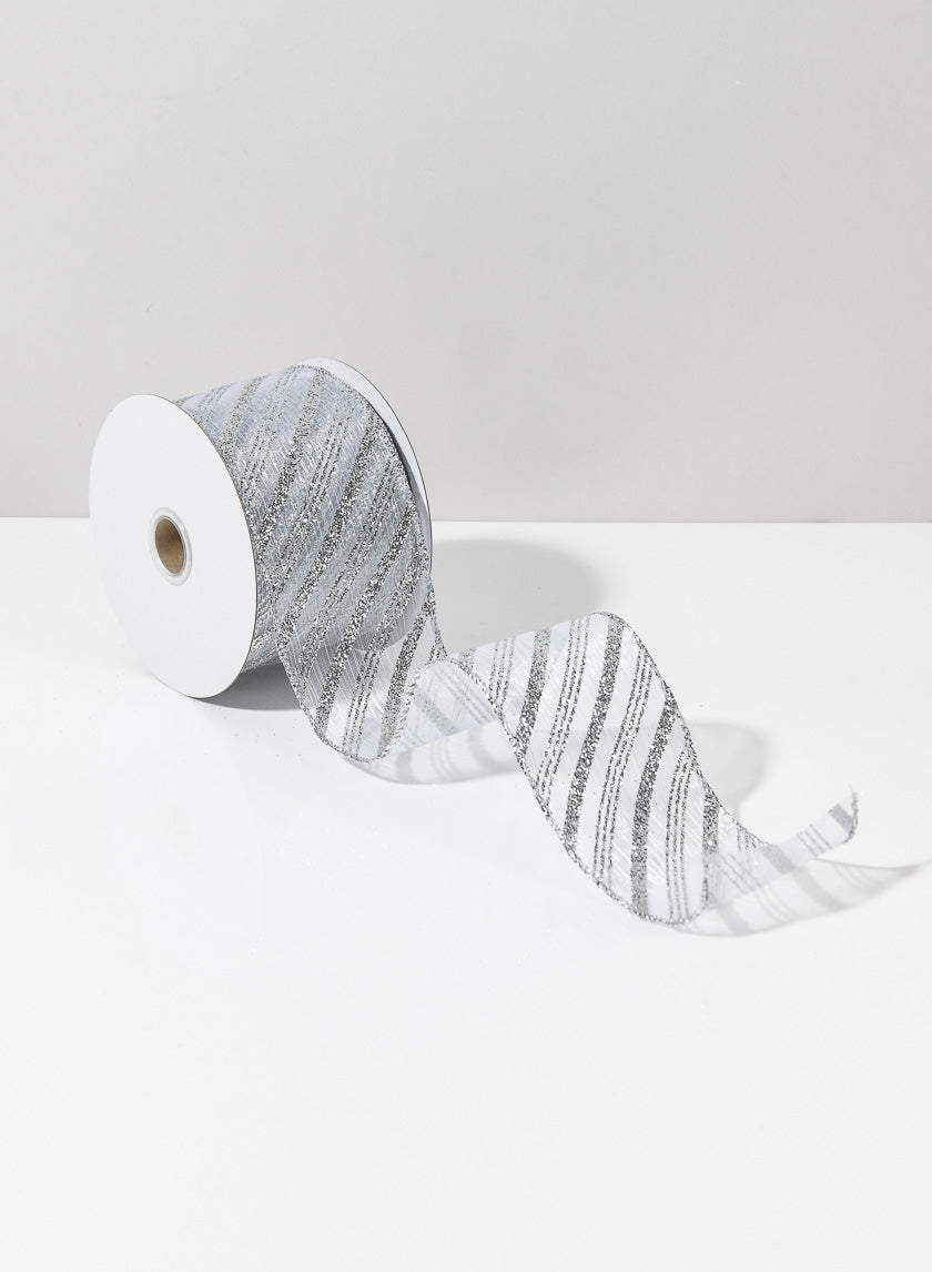 30ft Roll Ribbon-White/Silver Decor Jamali-garden