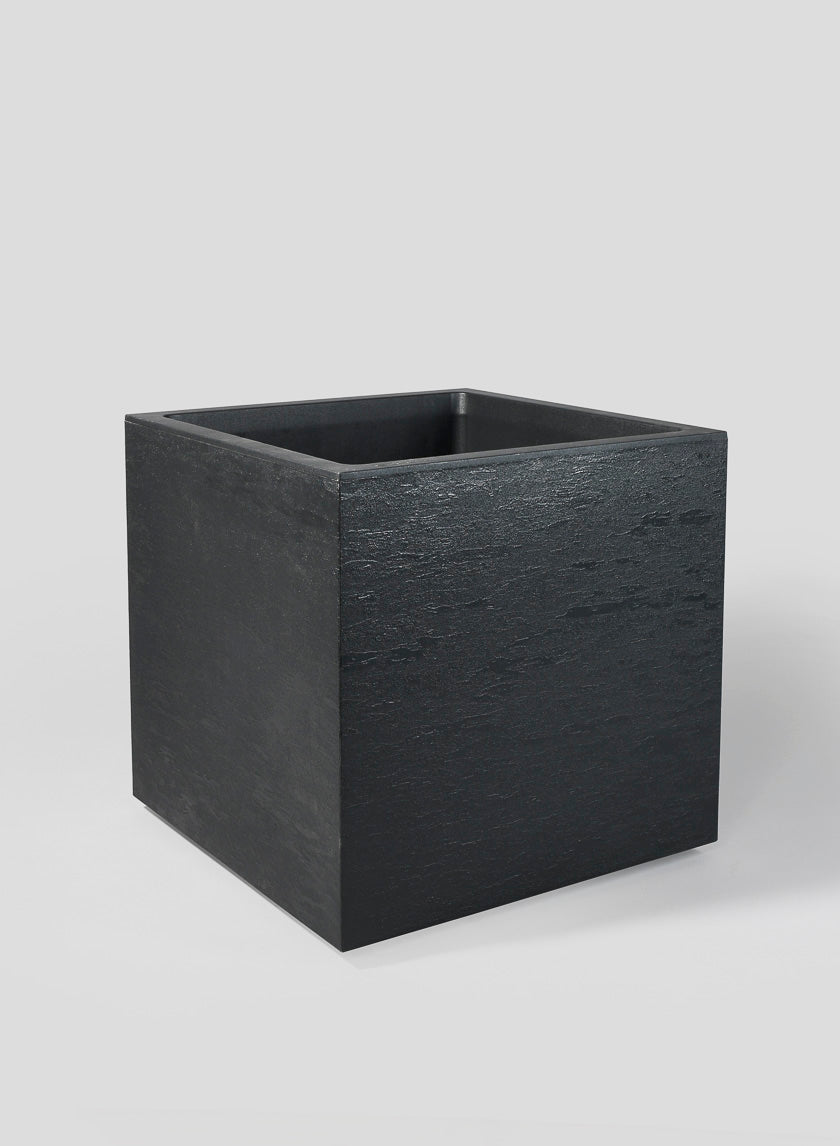 15in Tall Cube Tribeca Charcoal Gravity Cube Planter Decor Jamali-garden