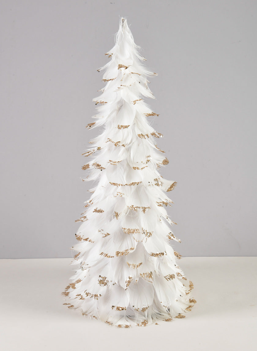 18in Tall White Feather Tree Decor Jamali-garden