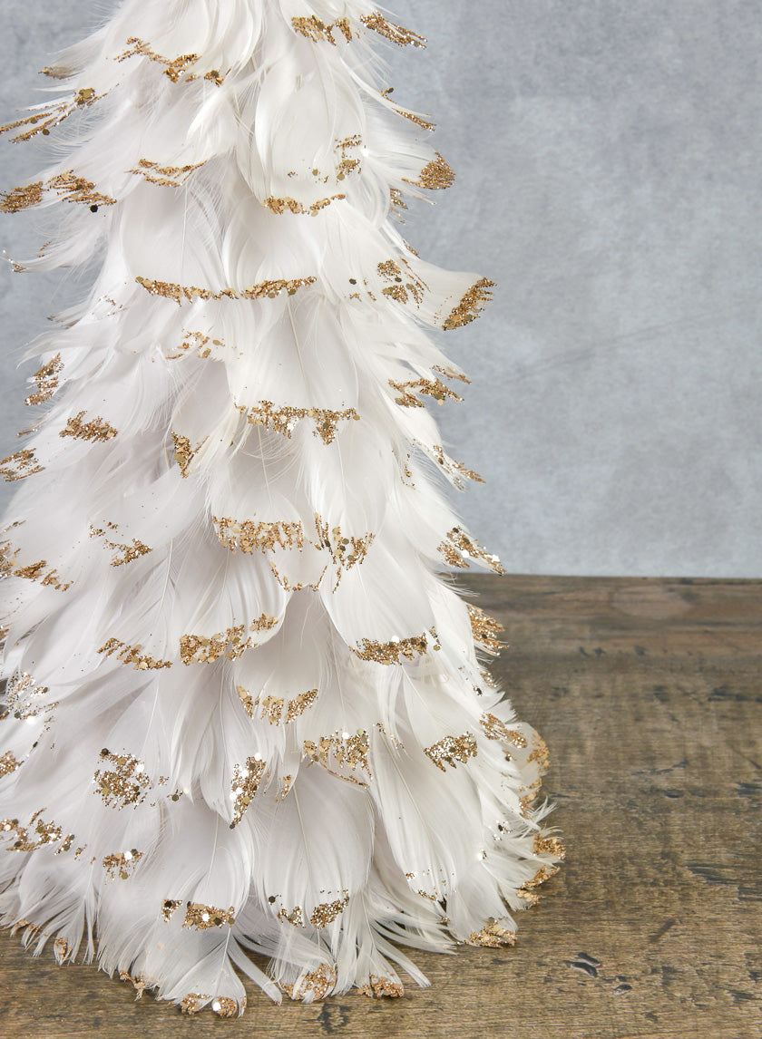 18in Tall White Feather Tree Decor Jamali-garden