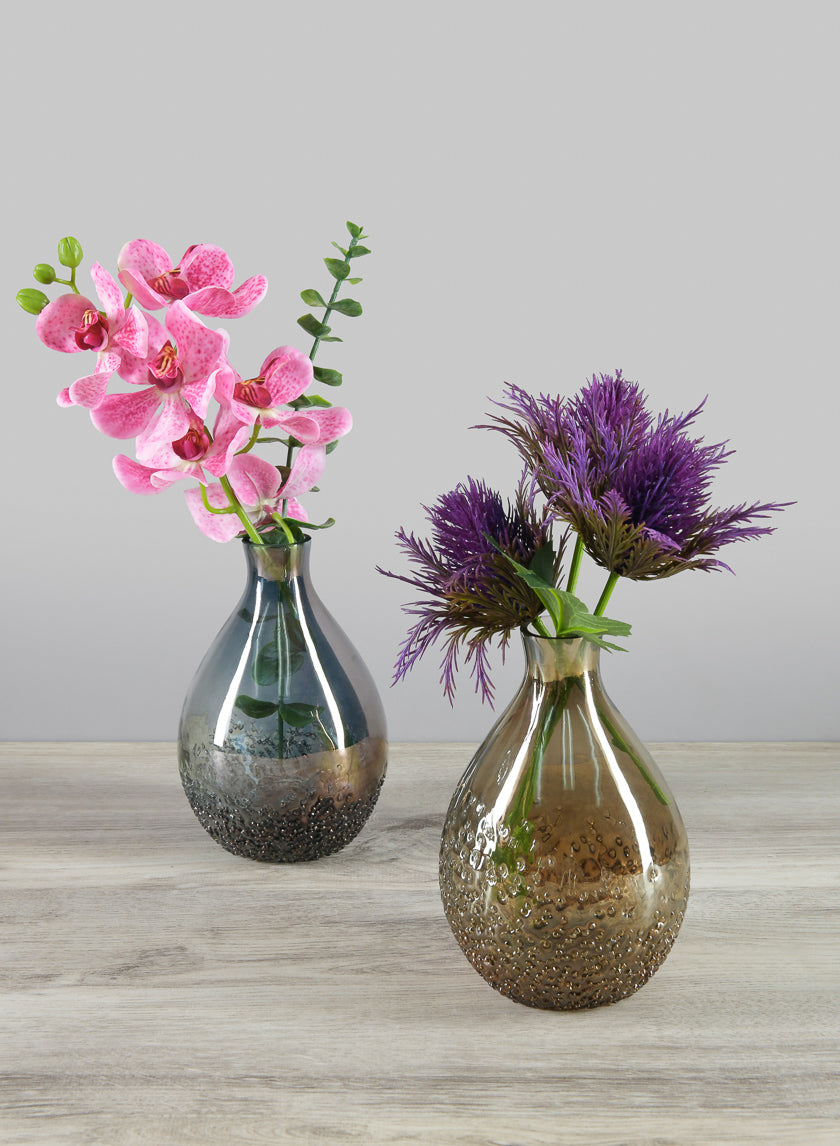 6in Tall Suenos Artisan Speckled Smoke Luster Glass Vase Decor Jamali-garden