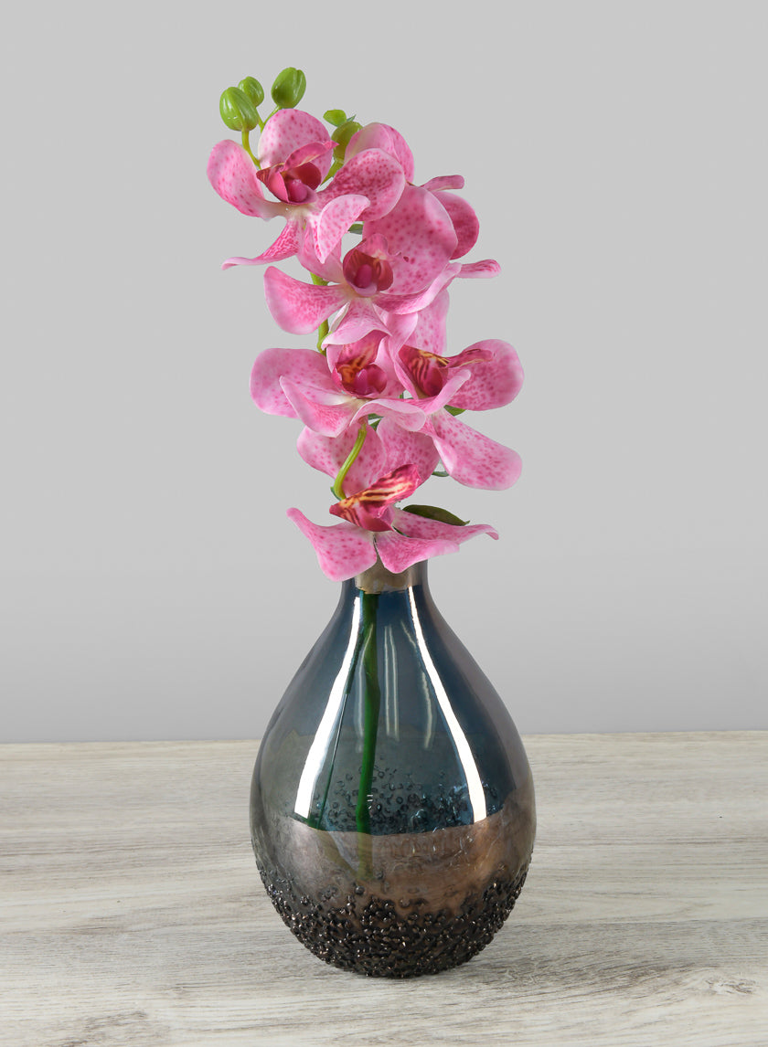 6in Tall Suenos Artisan Speckled Smoke Luster Glass Vase Decor Jamali-garden
