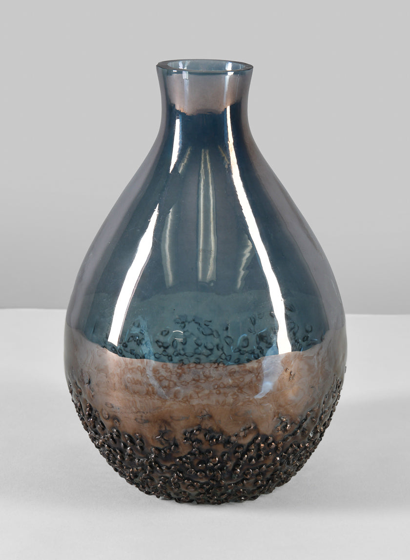 6in Tall Suenos Artisan Speckled Smoke Luster Glass Vase Decor Jamali-garden