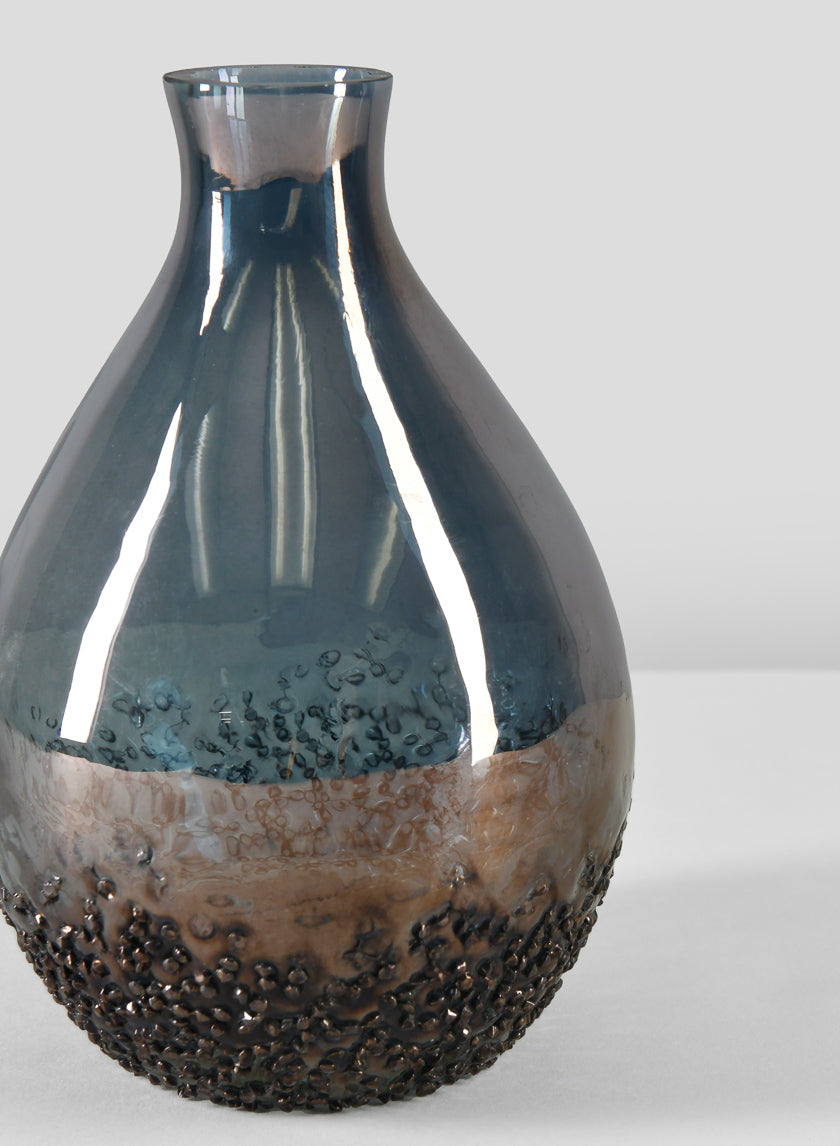 6in Tall Suenos Artisan Speckled Smoke Luster Glass Vase Decor Jamali-garden