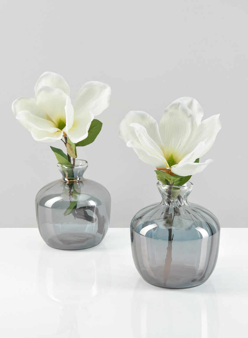 5in Dijon Grey Luster Glass Vase Decor Jamali-garden