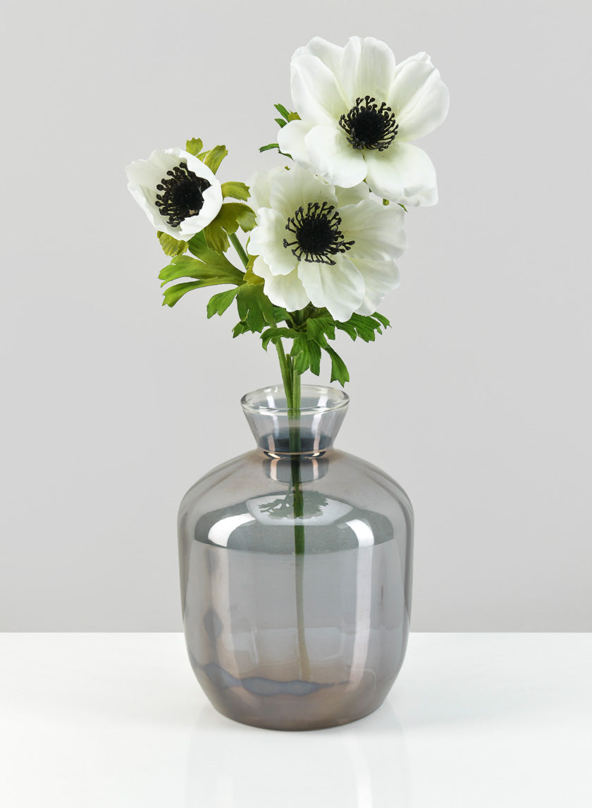 7in Tall Dijon Grey Luster Glass Vase Decor Jamali-garden