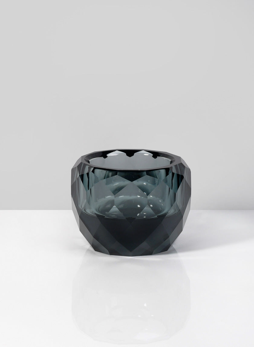 2.25in Wide Grey Faceted Cup Tealight Holder Decor Jamali-garden