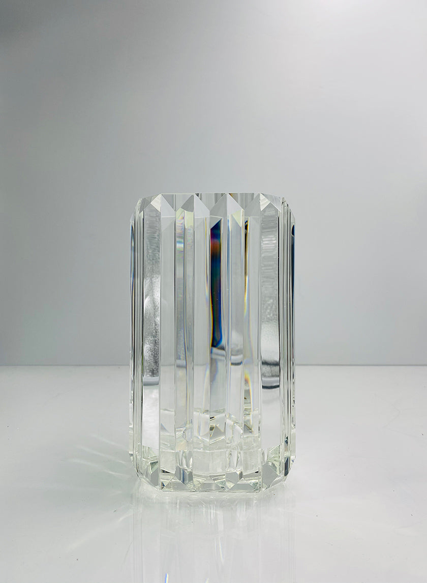 5in Tall Pyramid Crystal Glass Candleholder, Large Decor Jamali-garden