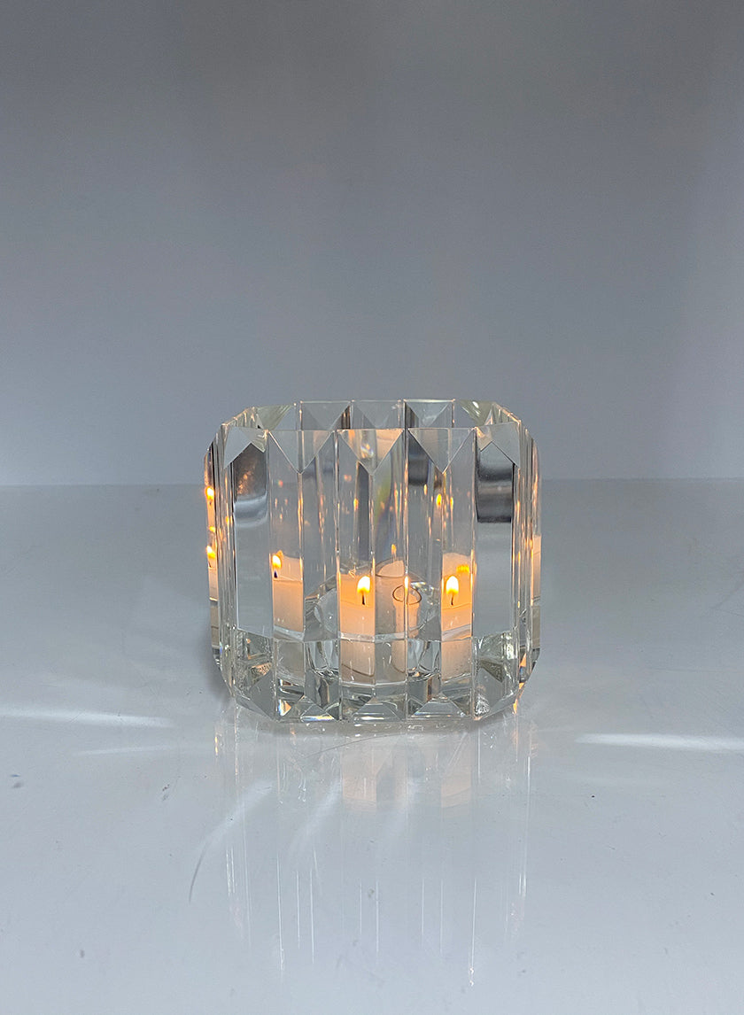 4.25in Tall Pyramid Crystal Candleholder, Small Decor Jamali-garden