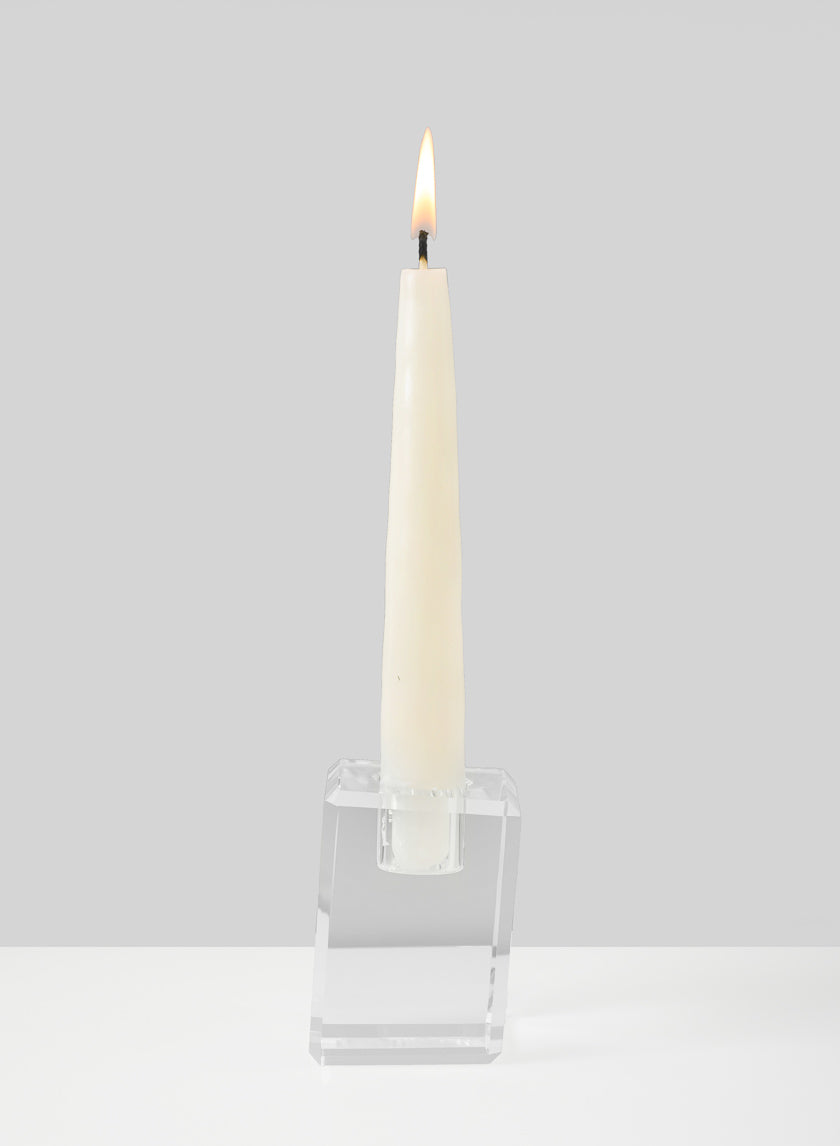 2in Tall Luxe Crystal Block Taper Glass Holder Decor Jamali-garden