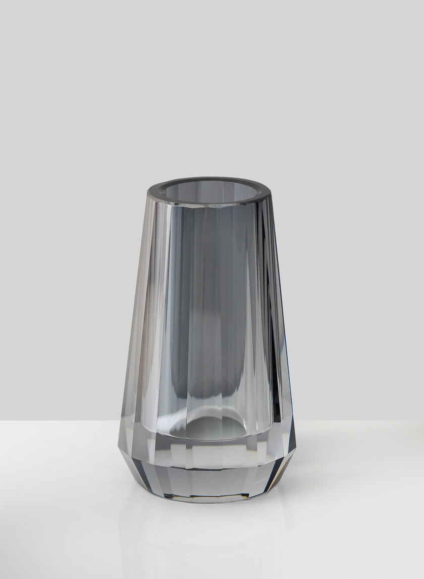 4in Tall Moser Luxe Smoke Grey Crystal Glass Vase, Mini Decor Jamali-garden