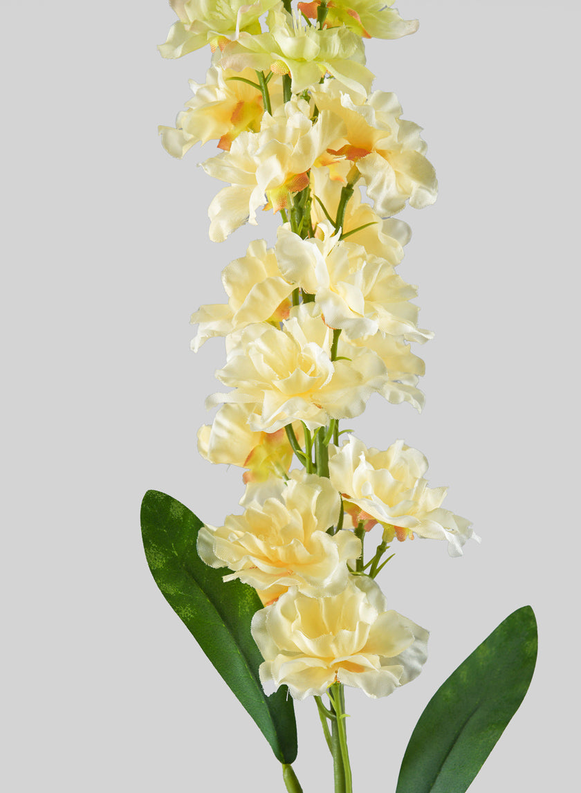 30in Long Real Look Cream Delphinium Full Bloom Stem Decor Jamali-garden