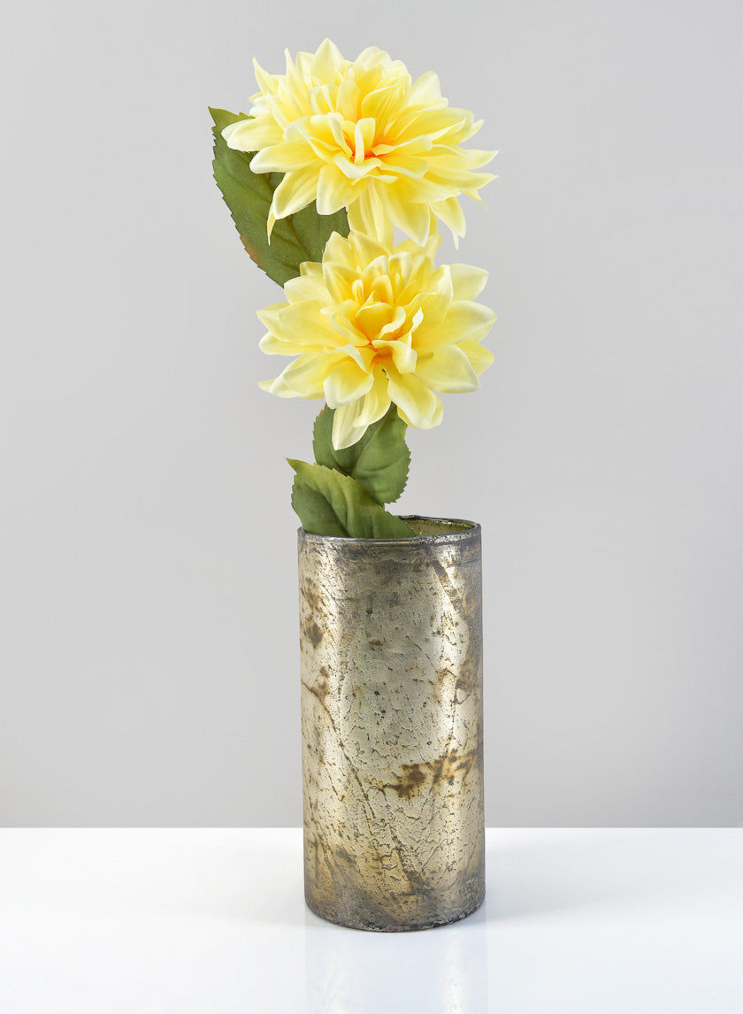 8.5in Tall Avignon Matte Silver Glass Cylinder Decor Jamali-garden