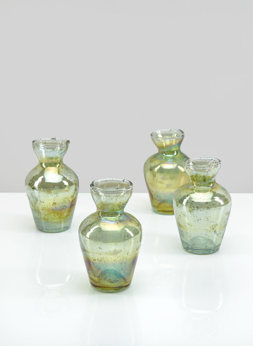 4in Tall Jacques Green Vintage Glass Bud Vase Decor Jamali-garden