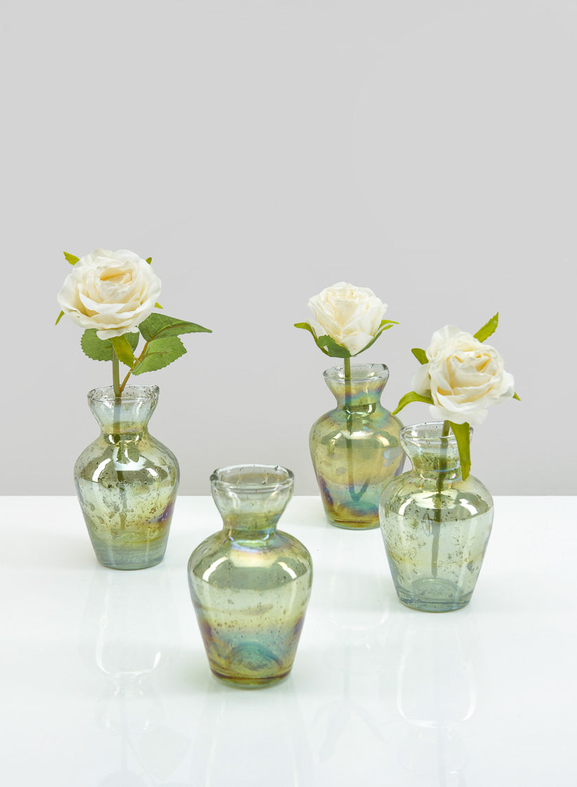 4in Tall Jacques Green Vintage Glass Bud Vase Decor Jamali-garden
