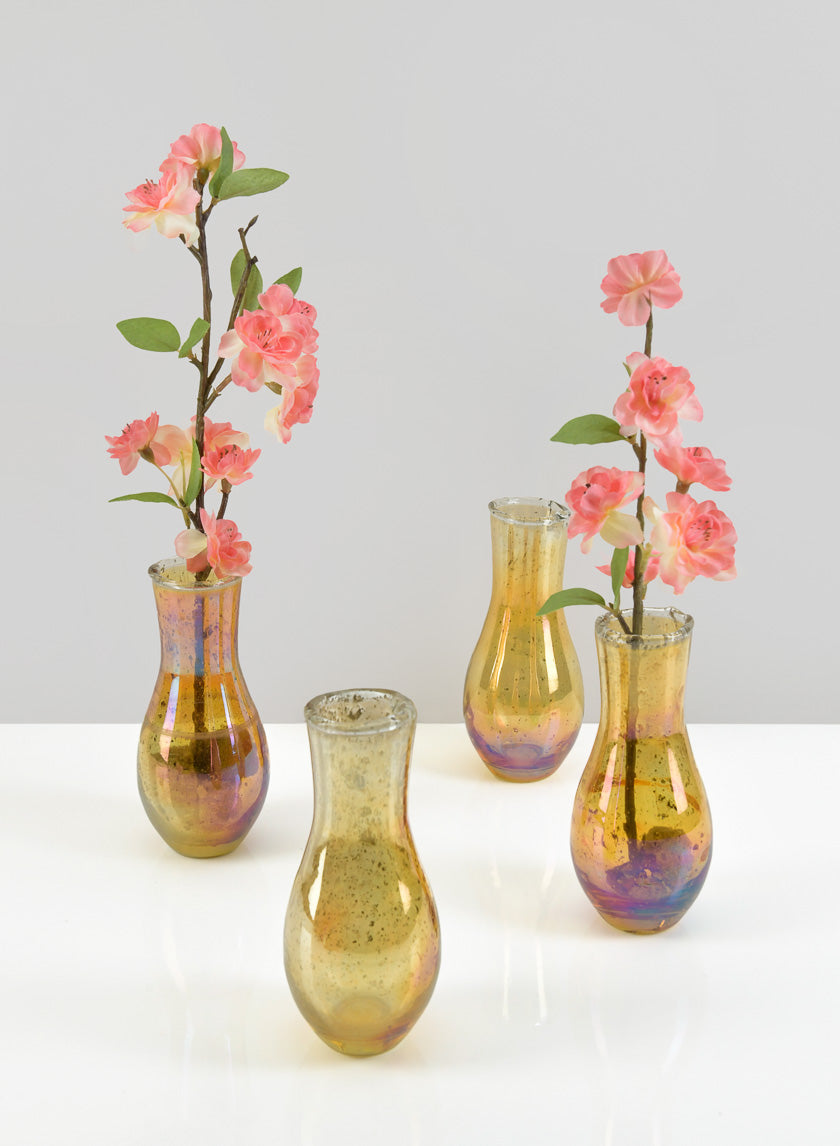 5in Tall Juliette Amber Vintage Glass Bud Vase Decor Jamali-garden