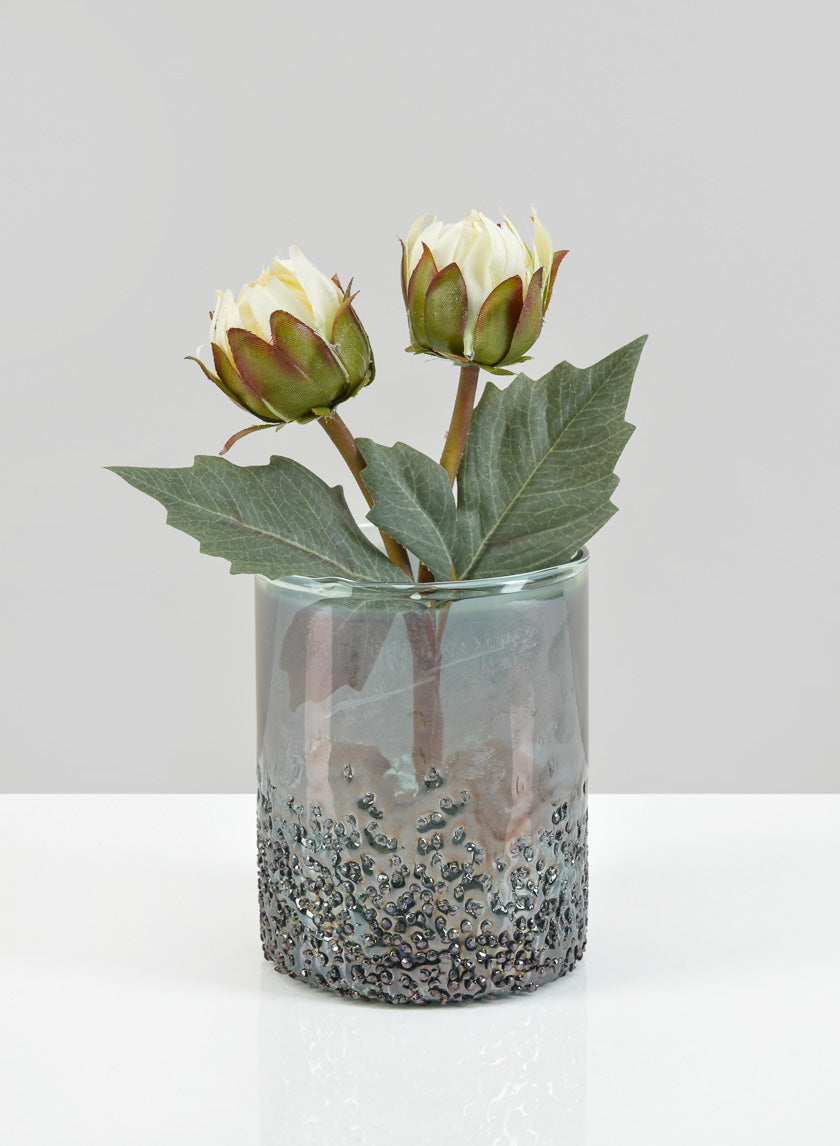 4in Tall Strasbourg Speckled Grey Luster Glass Cylinder Decor Jamali-garden