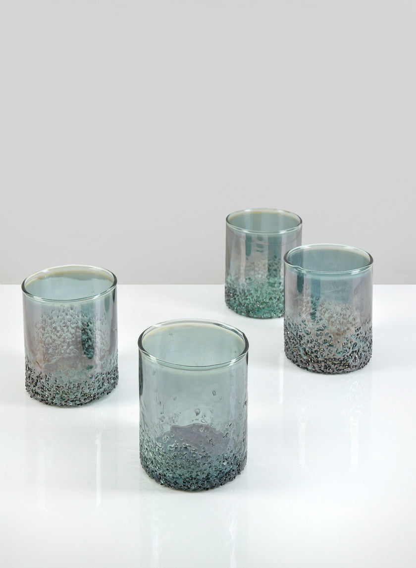 4in Tall Strasbourg Speckled Grey Luster Glass Cylinder Decor Jamali-garden