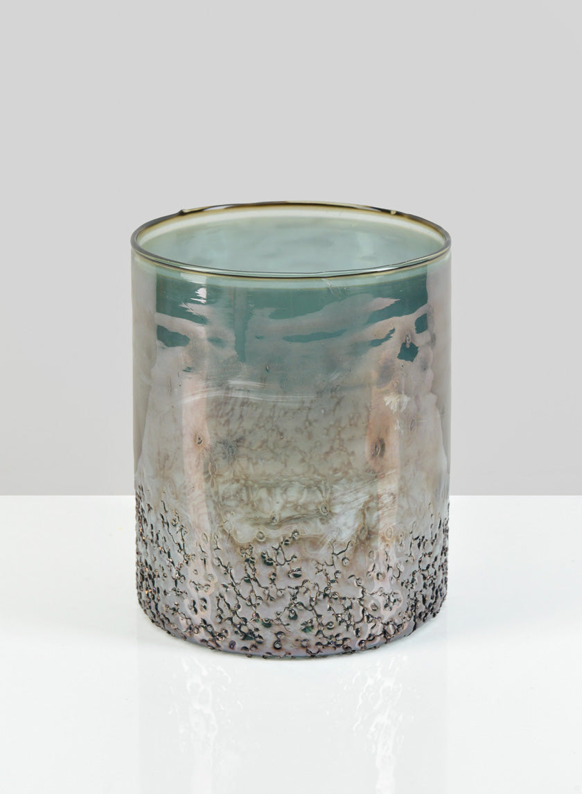 6in Tall Strasbourg Speckled Grey Luster Glass Cylinder Decor Jamali-garden